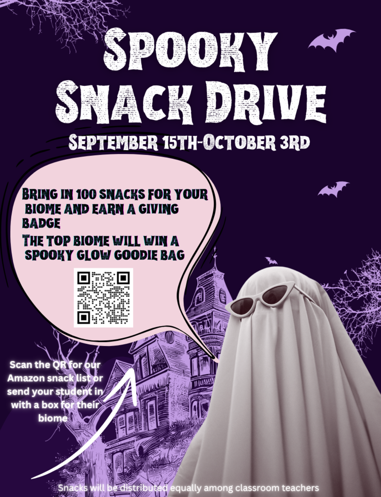 spooky snack drive with ghost and QR code