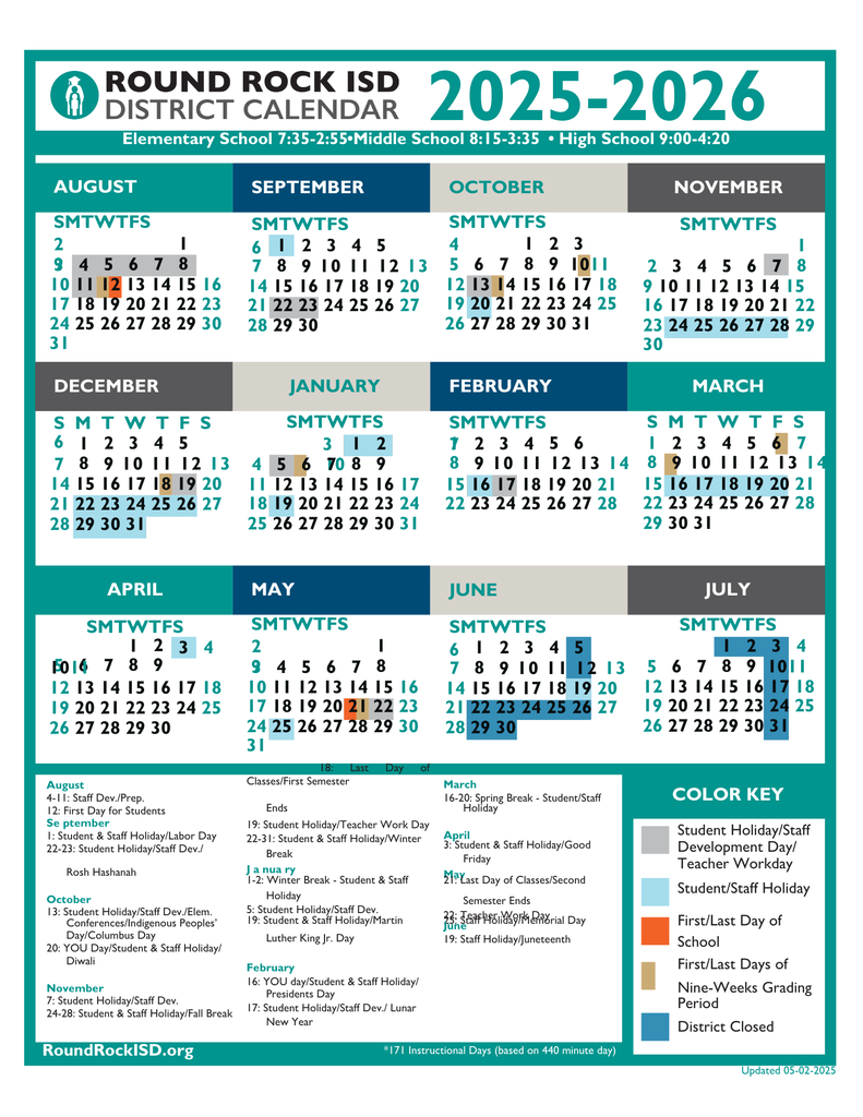Eng RRISD Calendar