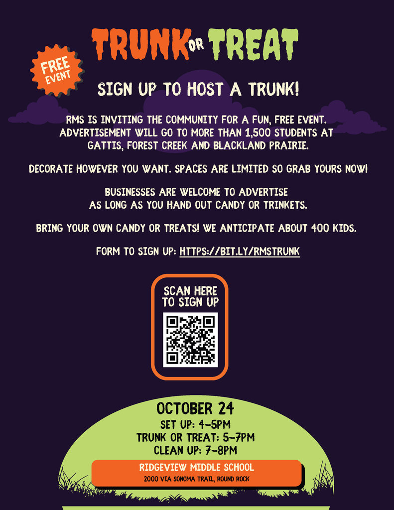 An event flyer on a dark background with an orange border. White and orange text reads, "Scan Here to Sign Up" above a large QR code. 