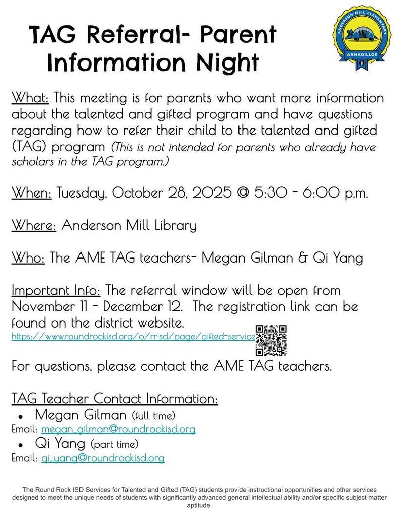 TAG Referral Information Night
