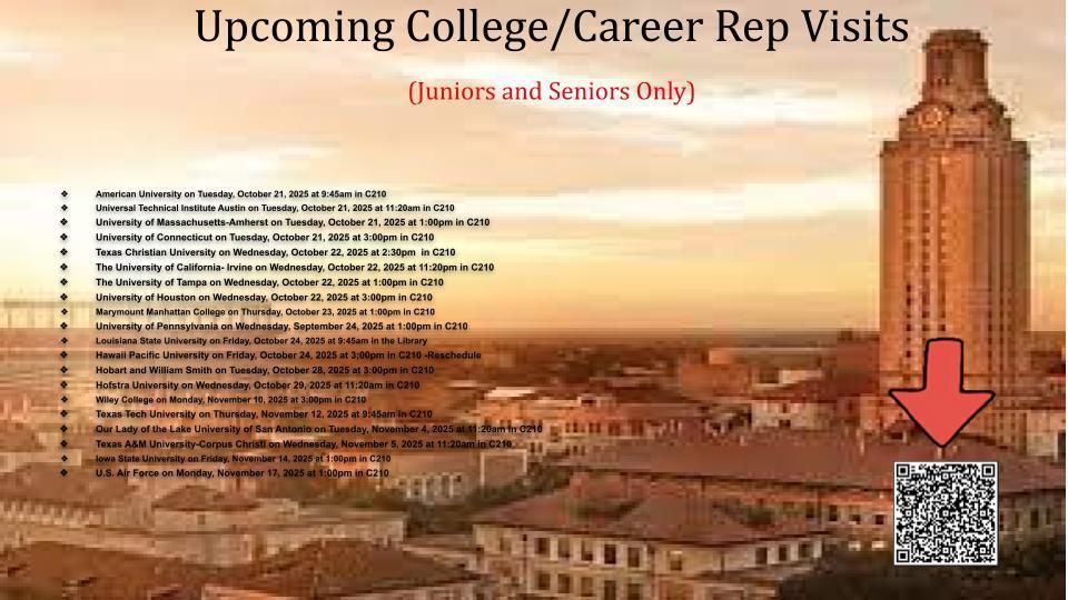 Upcoming College/Career Rep Visits