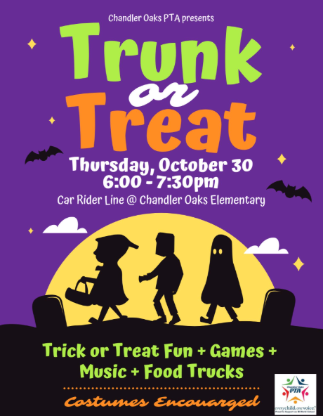 Image of students in costumes for Trunk or Treat