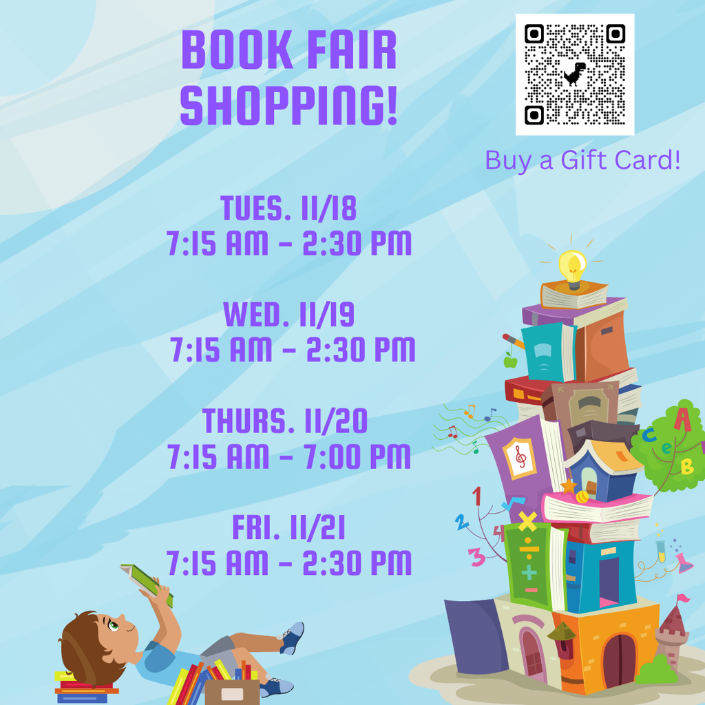 Book Fair Shopping Tues. 11-18 through Fri. 11-21