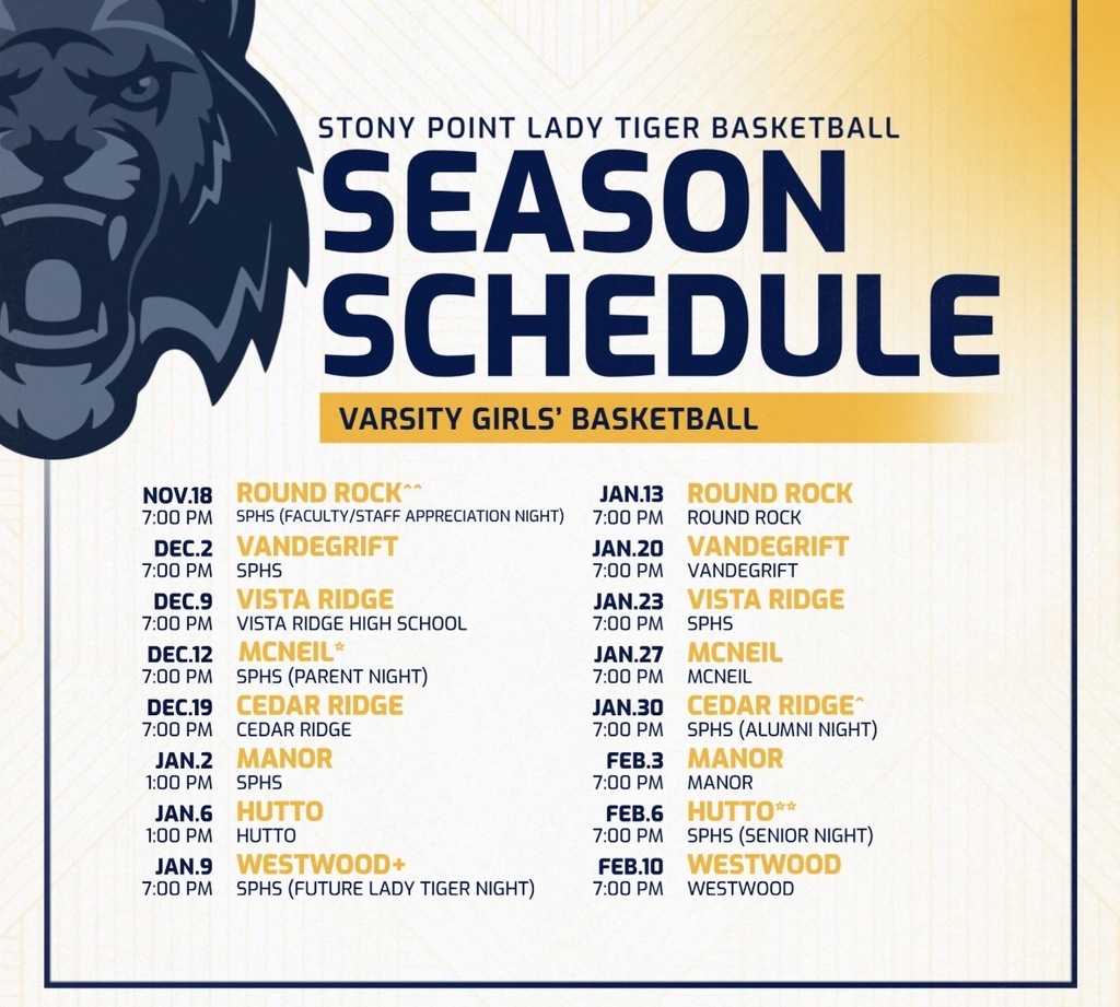Lady's BB Schedule