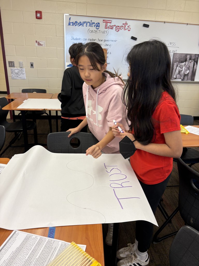 Students discussing Trust at a workshop.