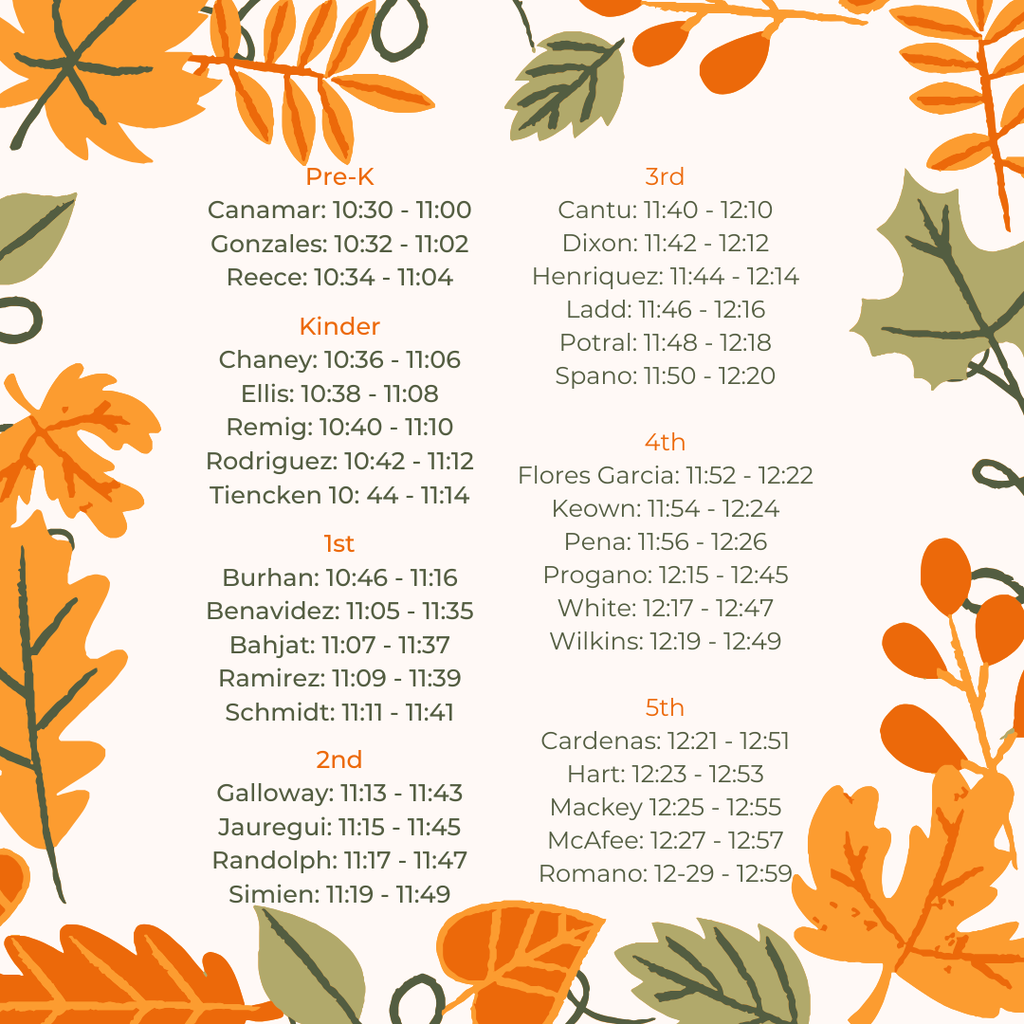 Thanksgiving Schedule