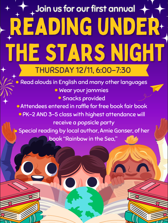 First Annual Reading Under the Stars Night, Thursday 12/11 from 6 to 7:30