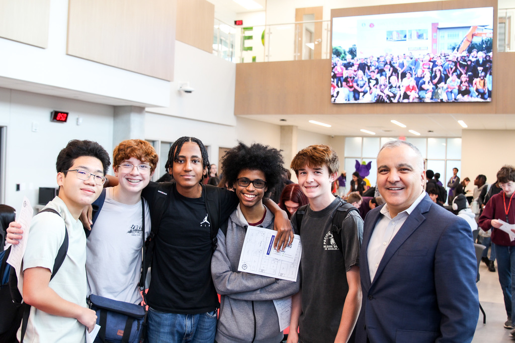Early College High School's new campus with students and staff