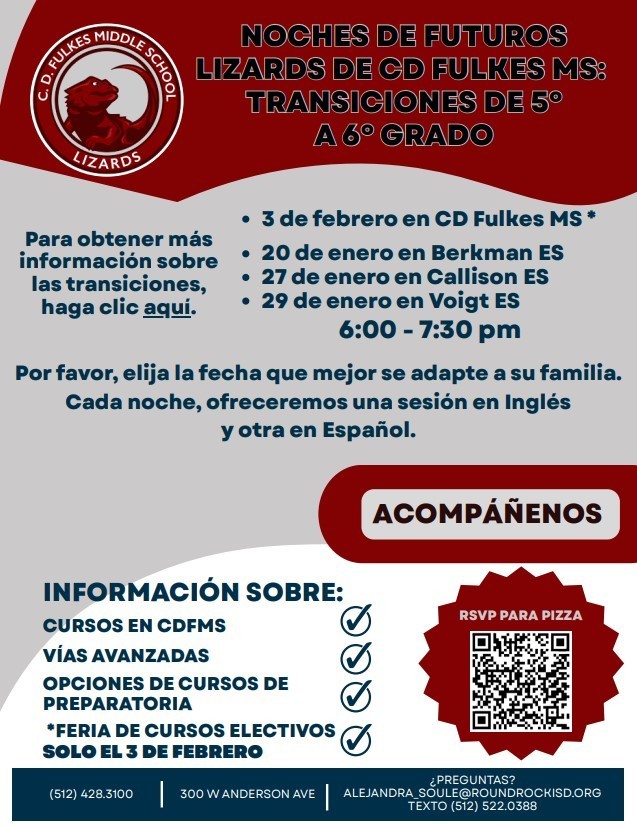 5th to 6th Grade Transition Night - Spanish