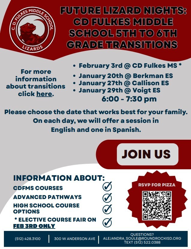 5th to 6th Grade Transition Night - English