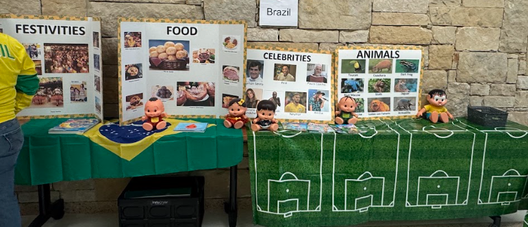 Picture of trifolds and dolls and table from Brazil