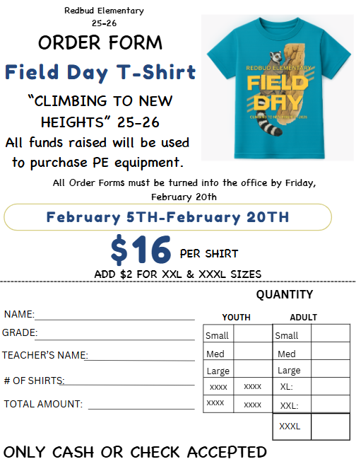 field day tshirt order form