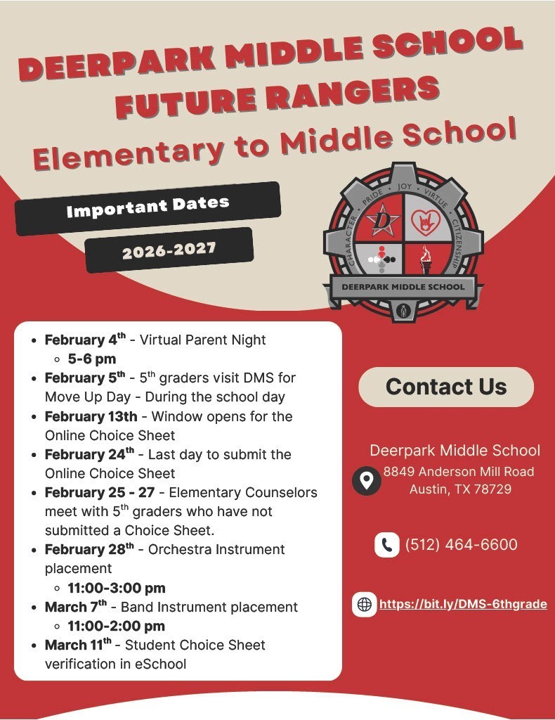 Important Dates for Elementary to Middle School