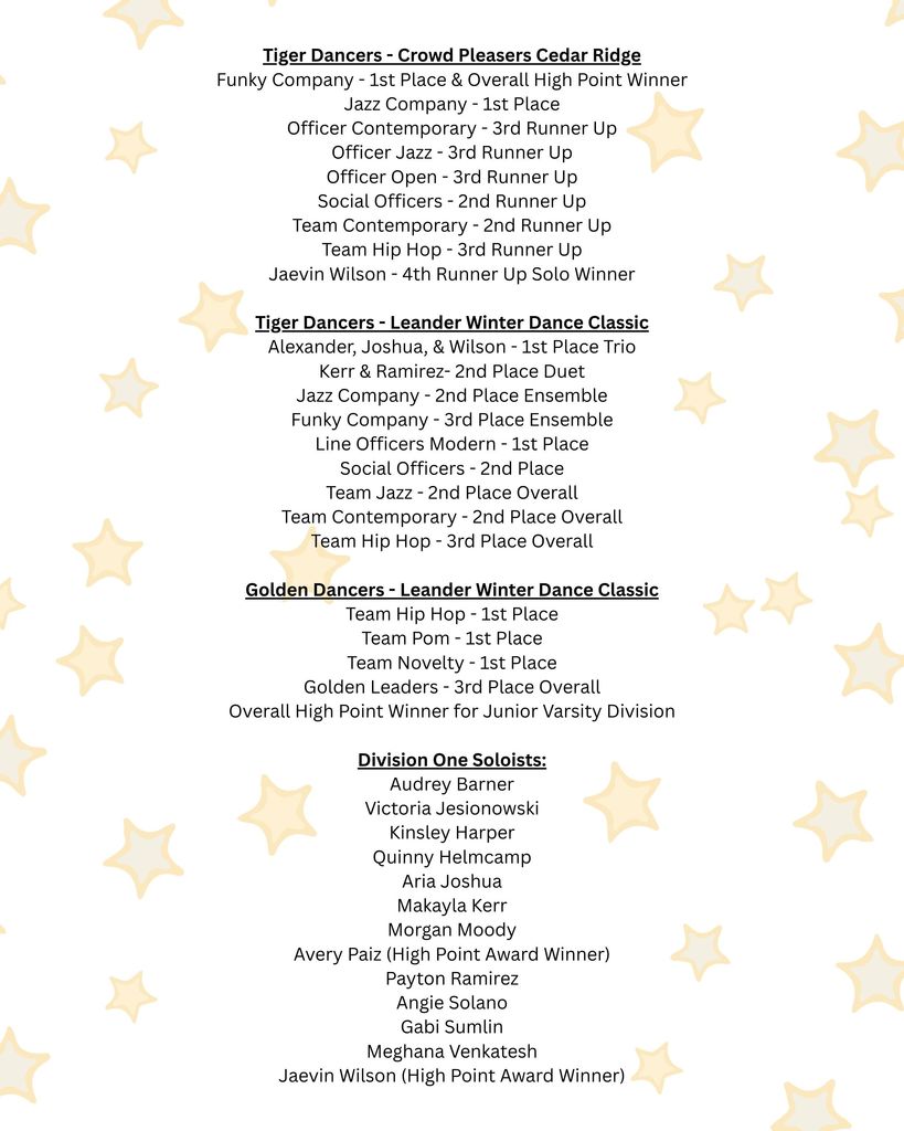 Congratulations Tiger Dancers