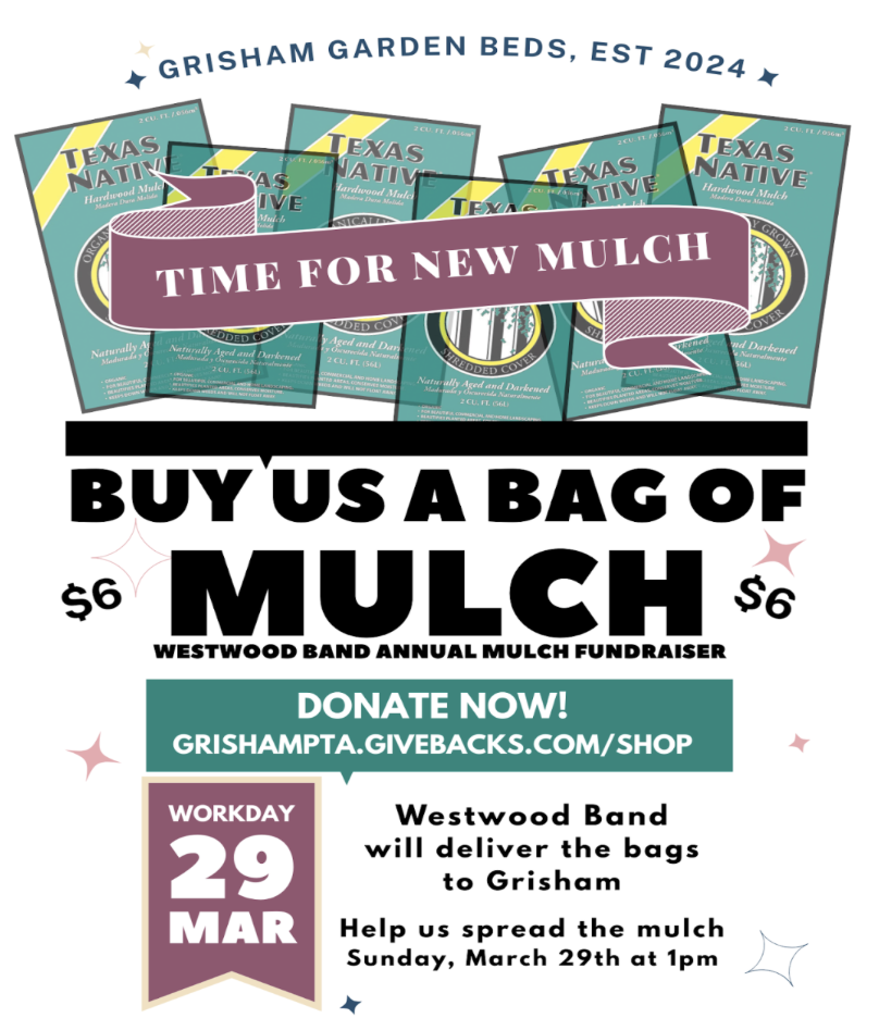 Time for New Mulch. Buy us a bag of mulch. Westwood band annual mulch fundraiser. Donate now! grishampta.givebacks.com/shop