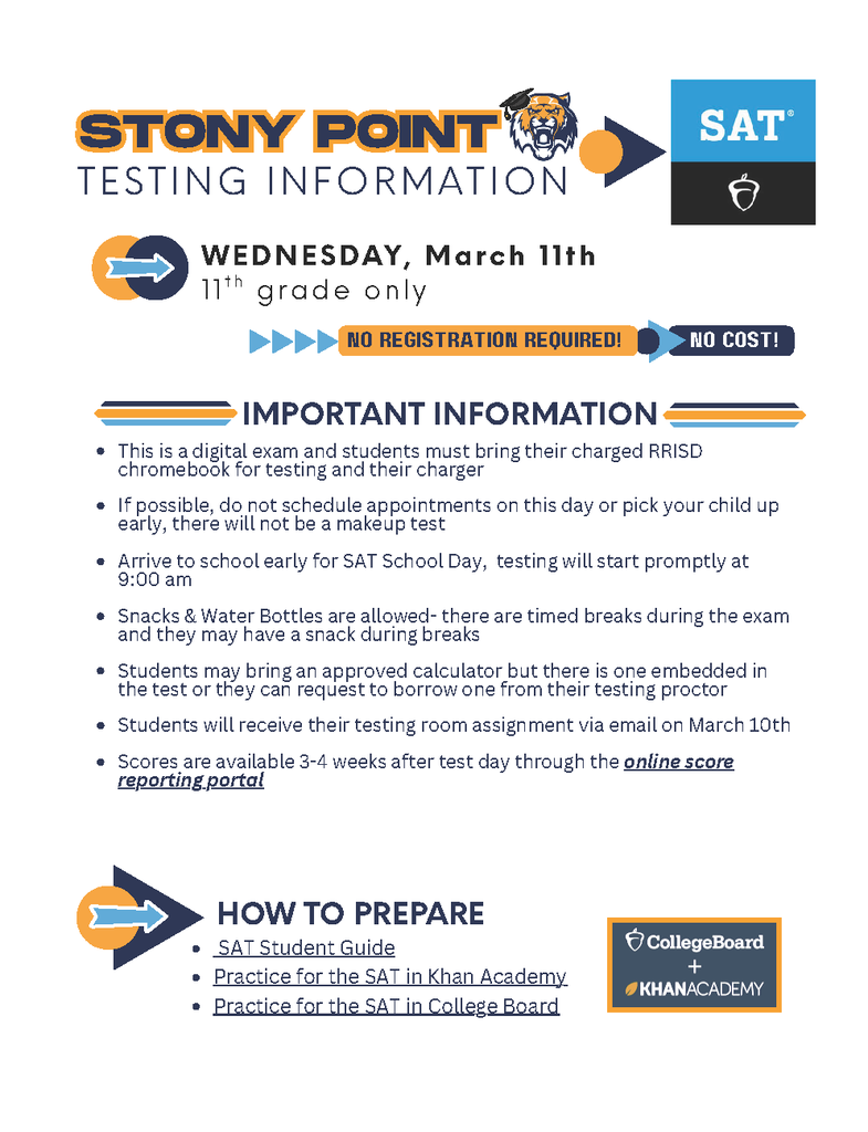 SAT testing info for 11th grade!