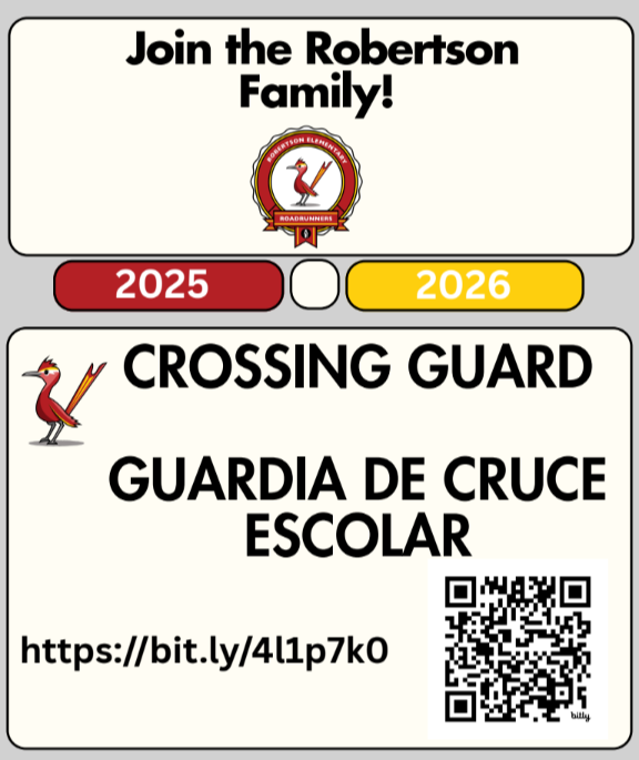Robertson Elementary Crossing Guard Needed please apply at Roundrockisd.org