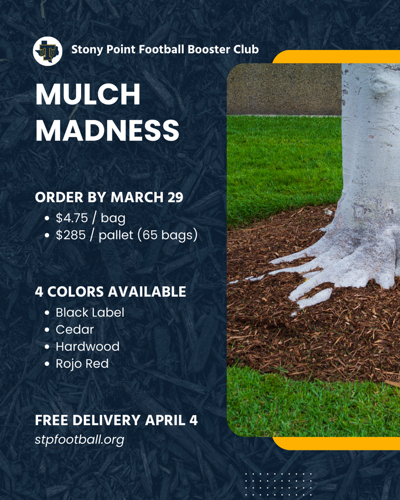 Support Tiger Football for the 2026 season! Purchase mulch from the Football Booster Club through March 29 with FREE delivery on April 4. Order here: https://stpfootball.org/mulch-madness/