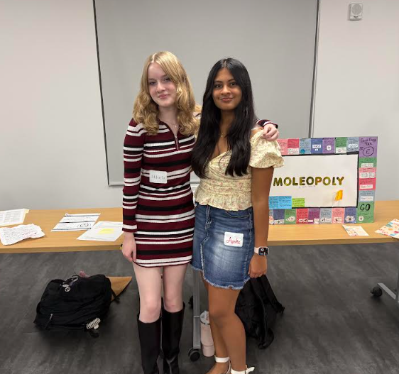 two students with moleopoly AVID project