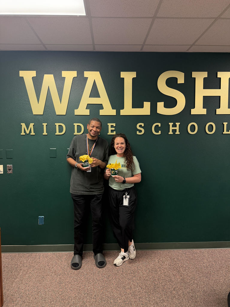 Teacher of the month, Mr. Tidline and Staff of the month, Mrs. Willie