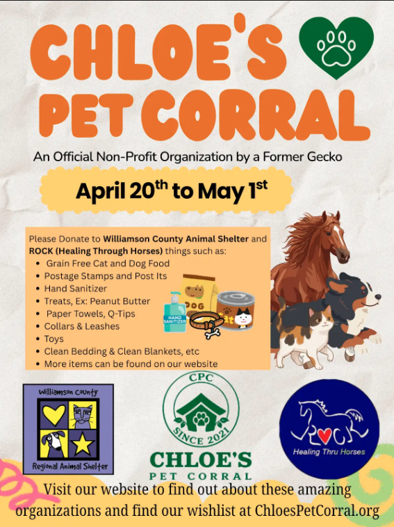 Chloe's Pet Corral Flyer to benefit animal shelters. All info is provided in the description