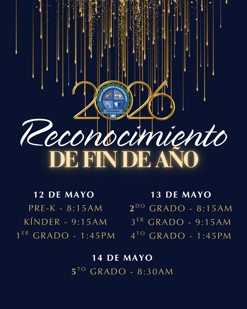 🏆2026  Reconocimiento de fin de año 🏆  12 de mayo  Pre-K - 8:15am Kínder - 9:15am 1er grado - 1:45pm  13 de mayo 2do grado - 8:15am 3er grado - 9:15am 4to grado - 1:45pm  14 de mayo 5to grado - 8:30am
