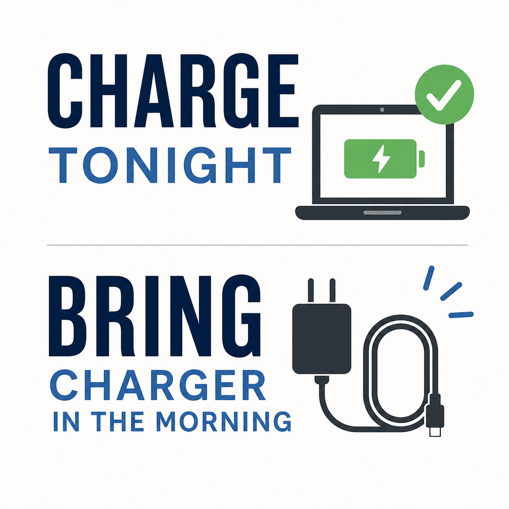 Charge tonight, bring charger in the morning!