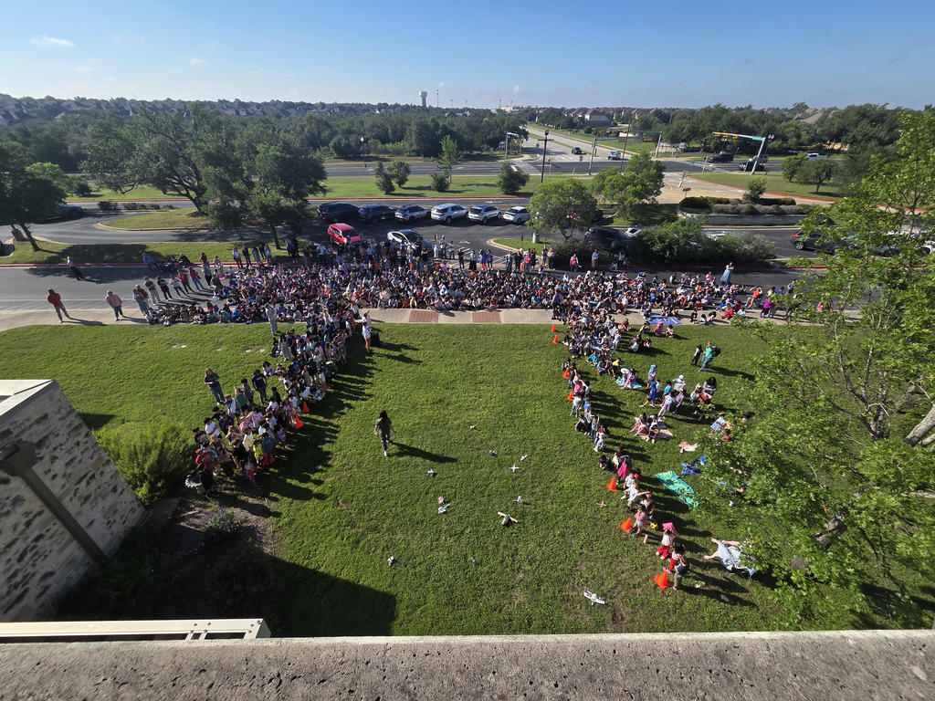 A birds-eye view of all the devices laying on the ground.