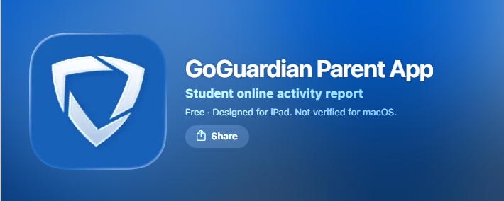 GoGuardian Parent App Student online activity report Free Designed for iPad. Not verified for macOS. Share