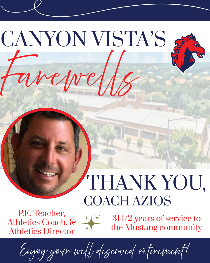 Thank you Coach Azios for you 31 1/2 years of service to the Mustang community. Enjoy your retirement!