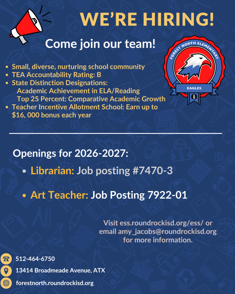 Now hiring Librarian and Art Teacher!