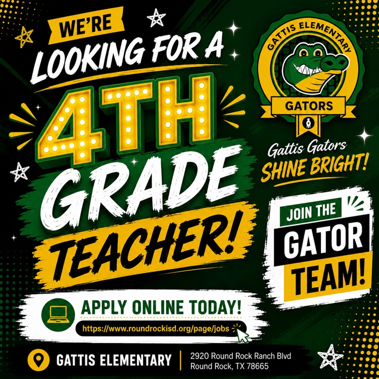we are looking for a 4th Grade teacher. Apply online today. Join the gator team.