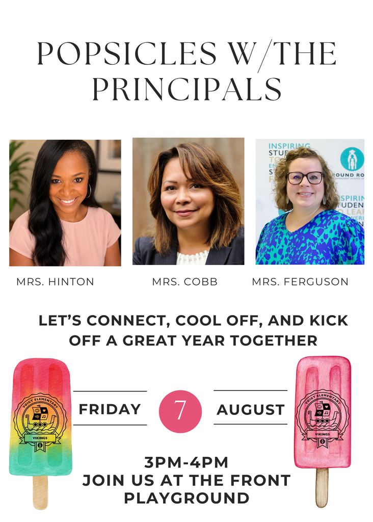 3 photos of principals inviting to popsicles with the principal