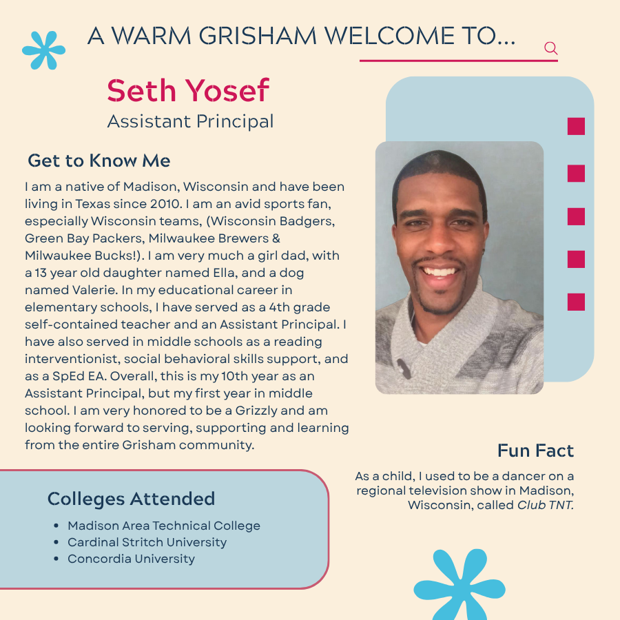A warm welcome to Seth Yosef -  Assistant Principal