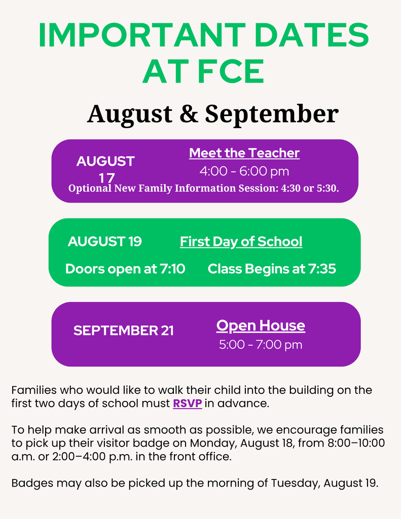 August and September Important Dates