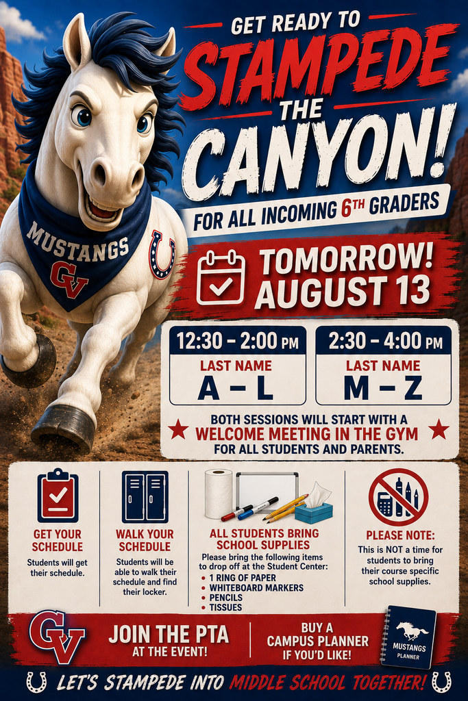 6th Grade Stampede the Canyon is 8/13/2026