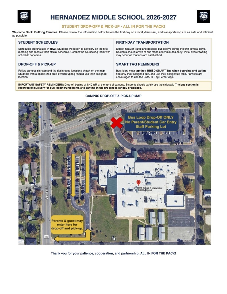 Hernandez Middle School 26-27 STUDENT DROP-OFF AND PICK-UP
