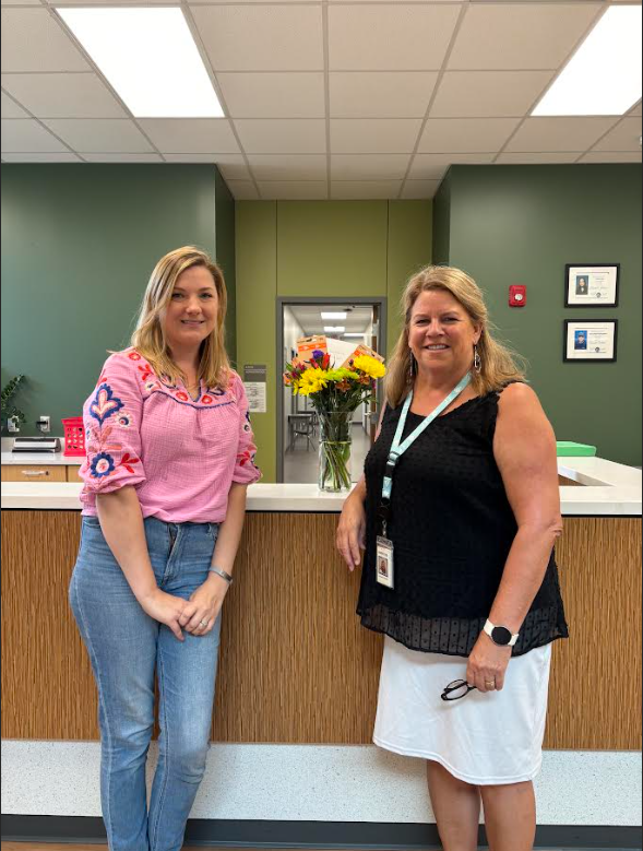 Mrs. Johnson and a rep from Round Rock Children's Therapy Center