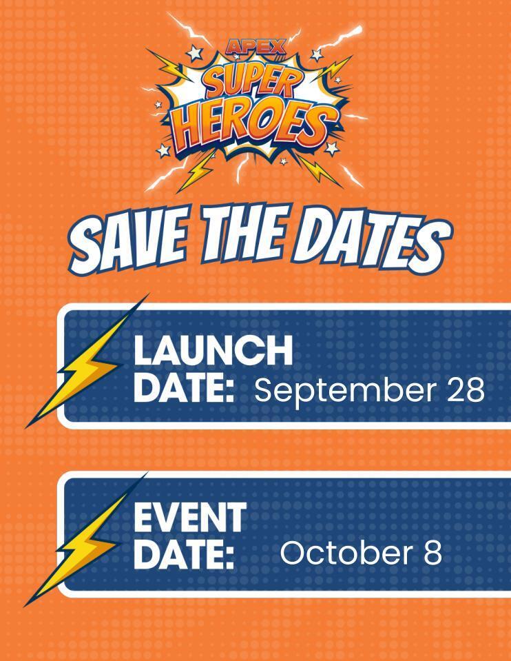 Save the Dates: 9/28 launch date and event date is October 8.