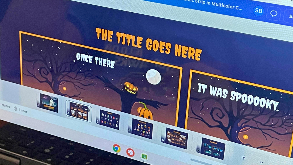 image of student's Canva scary comic strip assignment