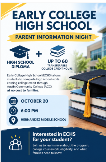 📣 Save the Date: Early College High School (ECHS) Parent Information Night!