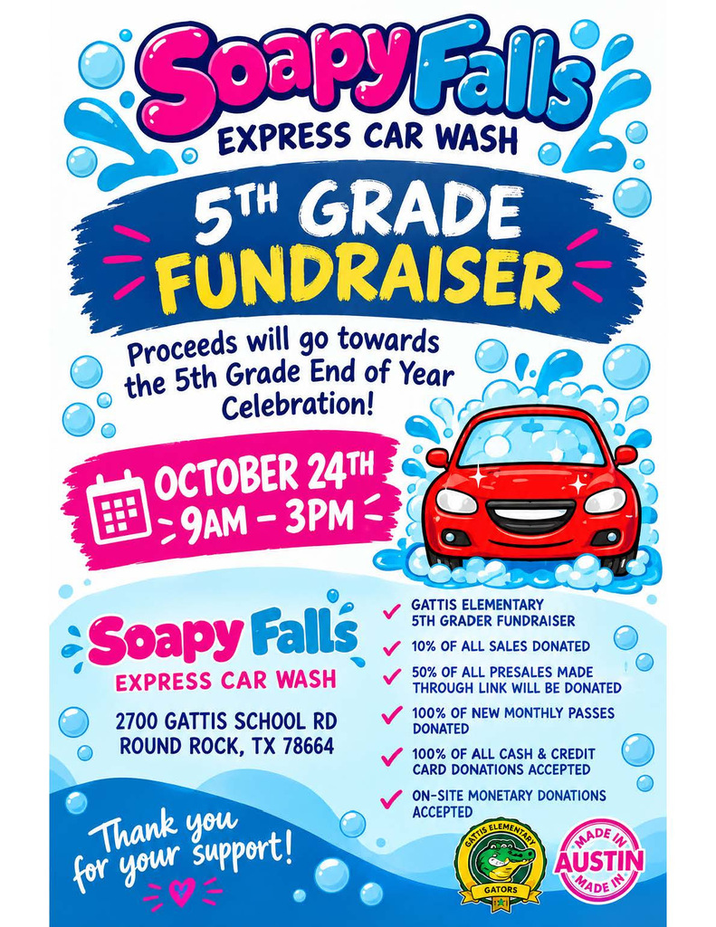 Soapy Falls Car Wash Fundraiser 10/24 9 am to 3 pm