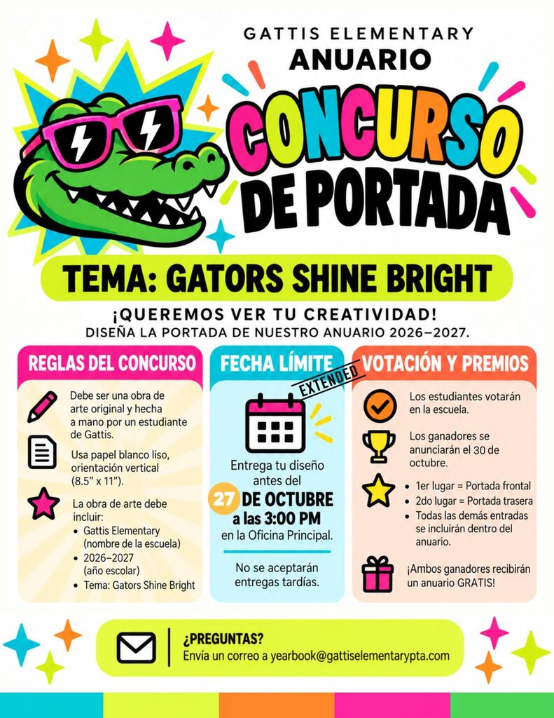 Yearbook Cover Contest Extended Deadline 10/27 at 3 PM