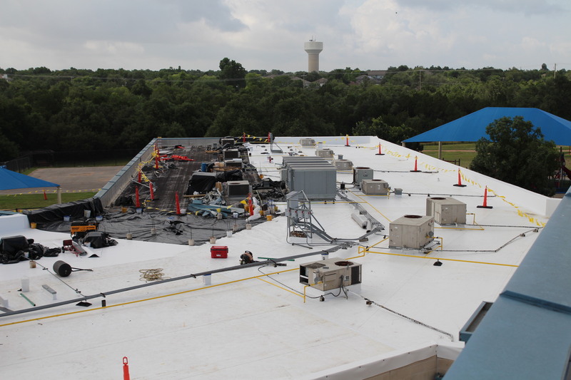 Ongoing roof replacement work at Blackland Prairie