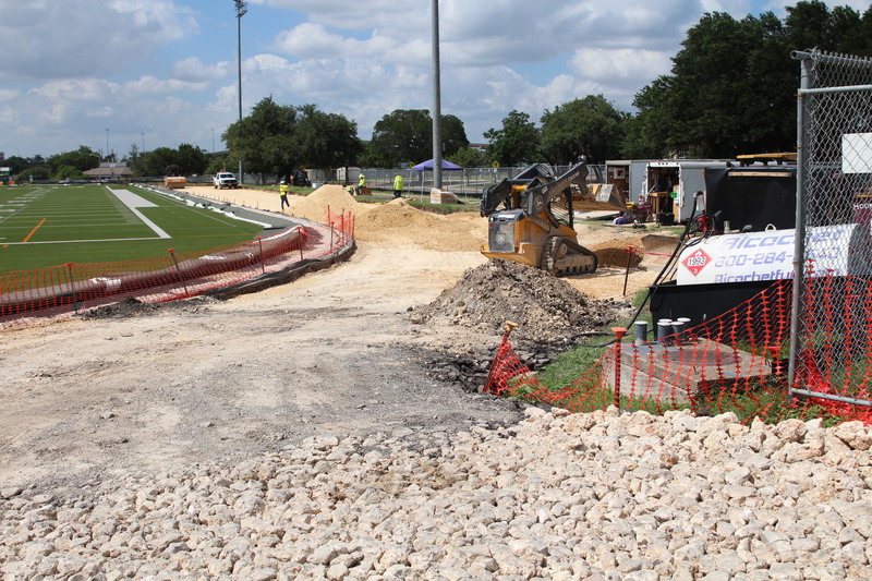 Track resurfacing construction in progress at Westwood