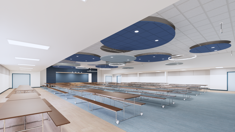 renderings of the cafeteria at bluebonnet es