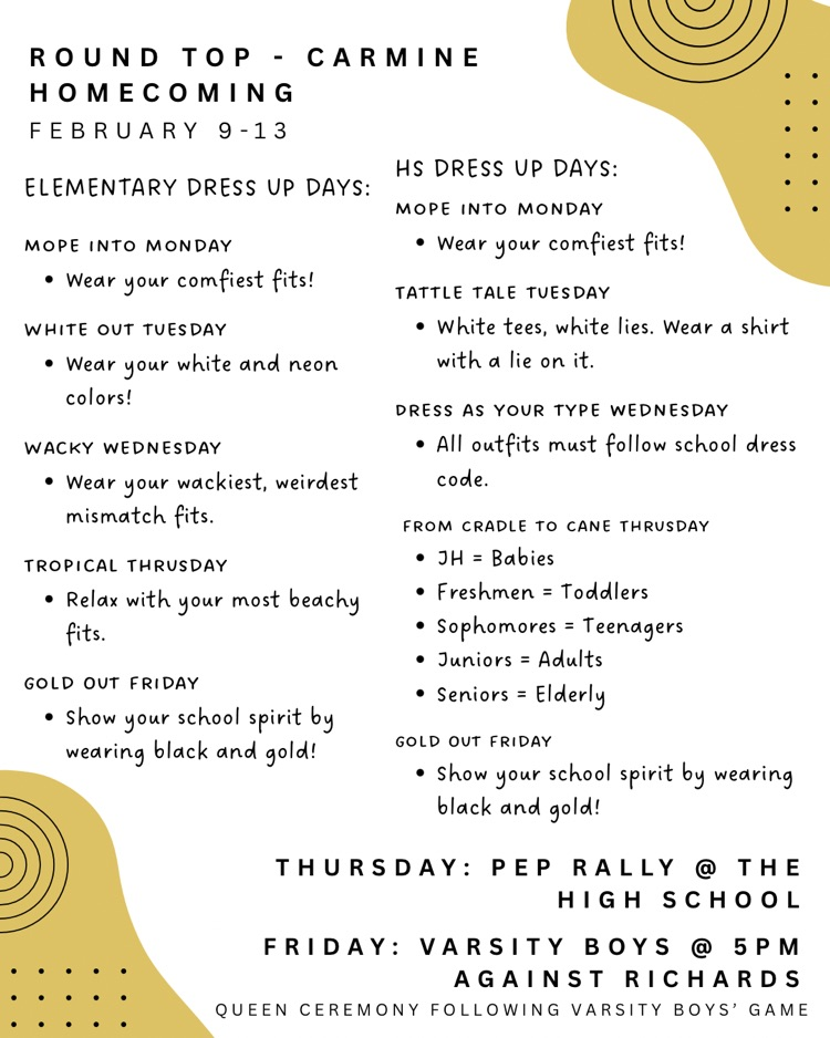 homecoming dress up days