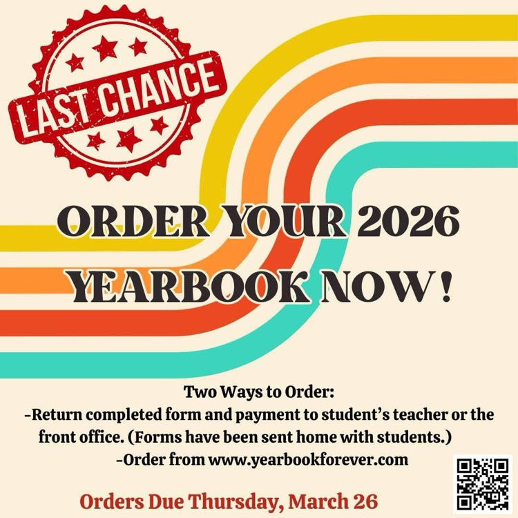 yearbook orders due March 26