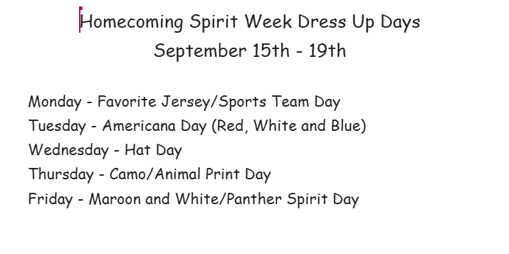 Homecoming dress up days