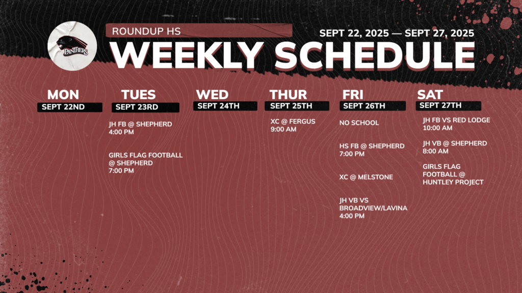 Weekly Schedule 9/21-9/27